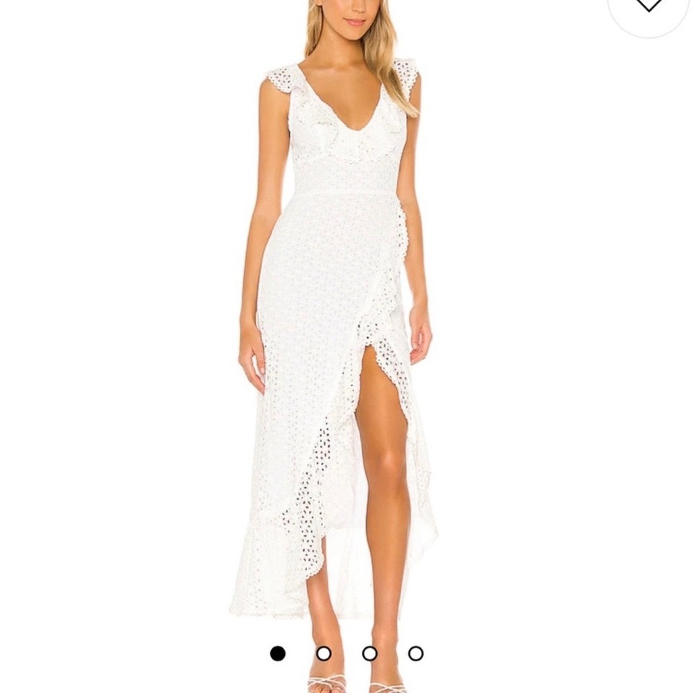 Majorelle White Run Wild Eyelet Lace Open Back Midi Dress Small